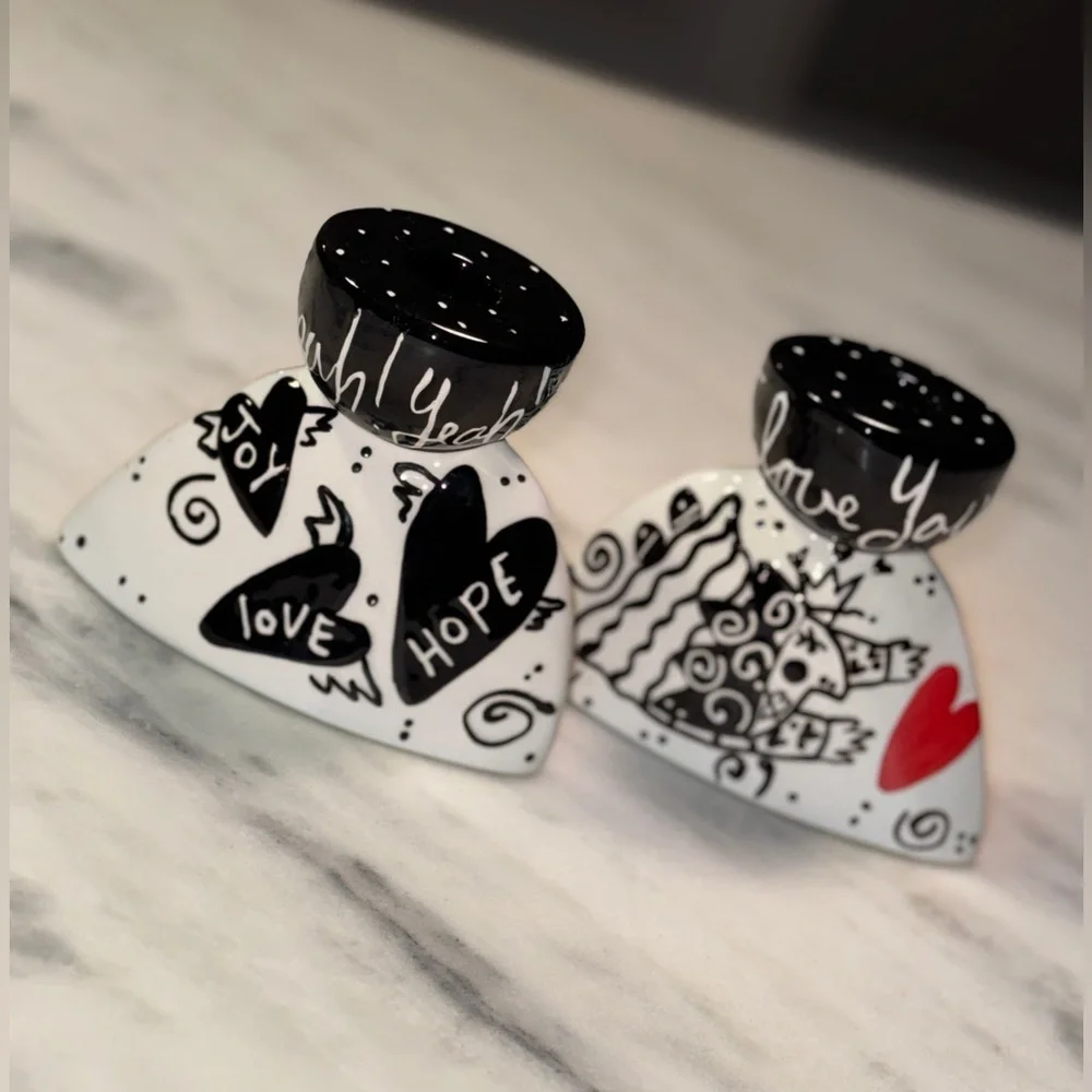 Joanna Delomba With Love Pop Art Set of 2 Ceramic Candle Stick Holders